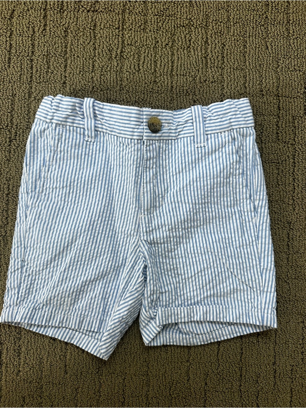 Janie and Jack Blue and White Striped Cotton Shorts